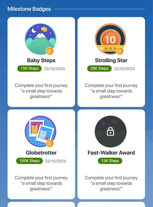 Gamified milestones & digital badges to sustain motivation